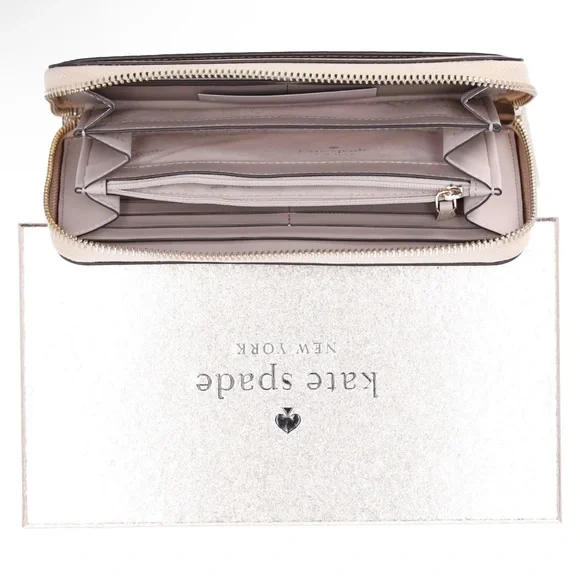 Kate Spade Shimmy Tinsel Glitter Boxed Large Continental Wallet Gold Holiday - Picture 7 of 8